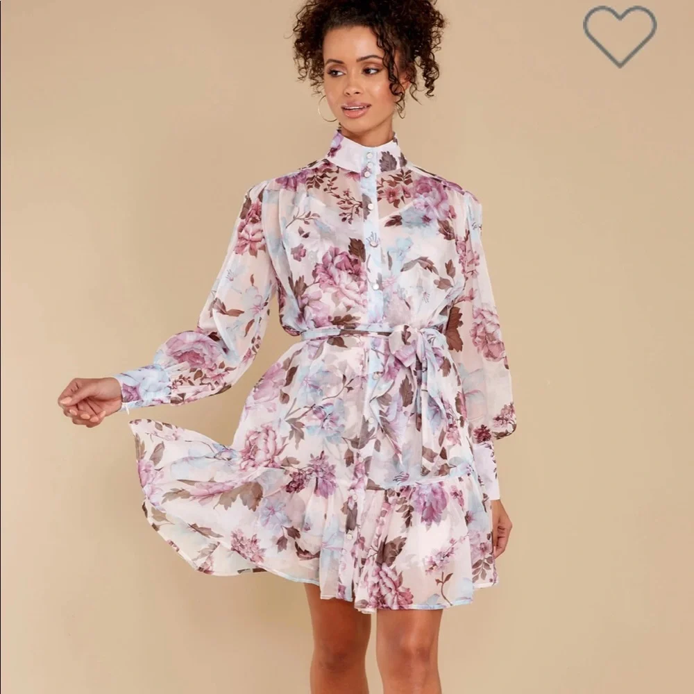 Red Dress Floral Mini Dress - Picture 7 of 7
